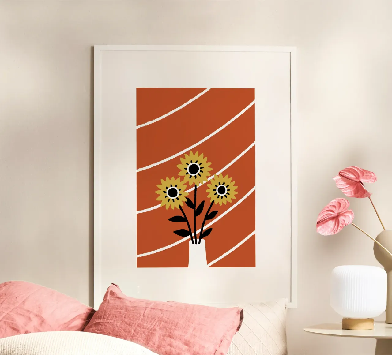 Vaso di girasoli poster con telaio in legno da TRENDY POSTER SHOP