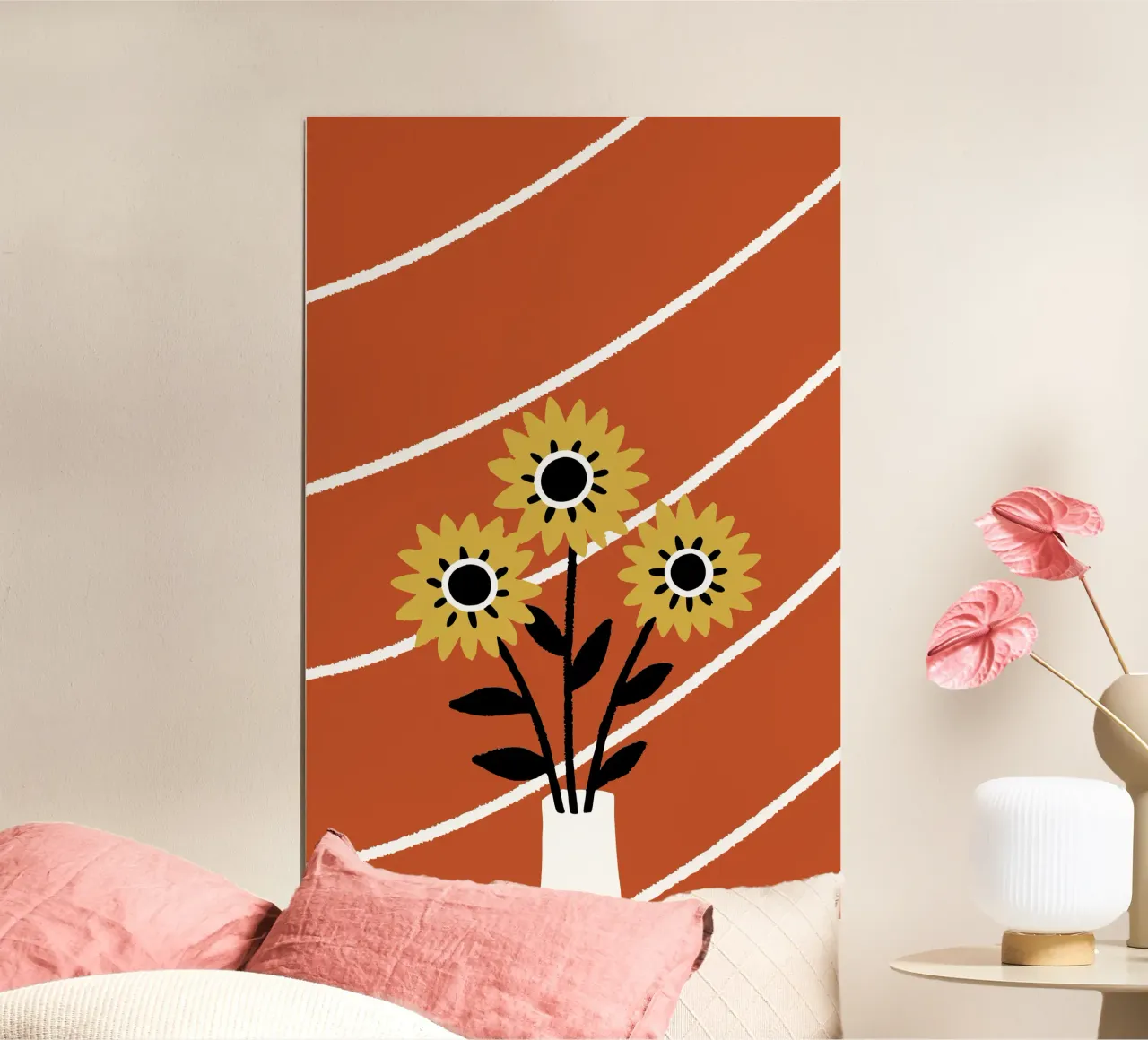 Vaso di girasoli poster con telaio in legno da TRENDY POSTER SHOP