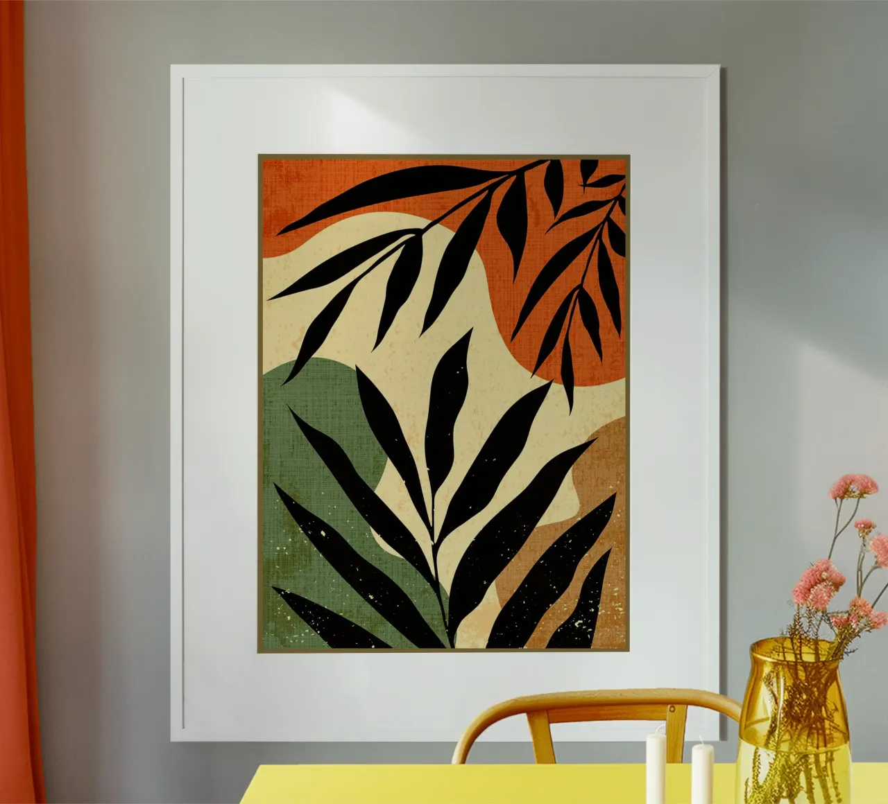 Minimalist floral poster with aluminum frame by Adam Bican