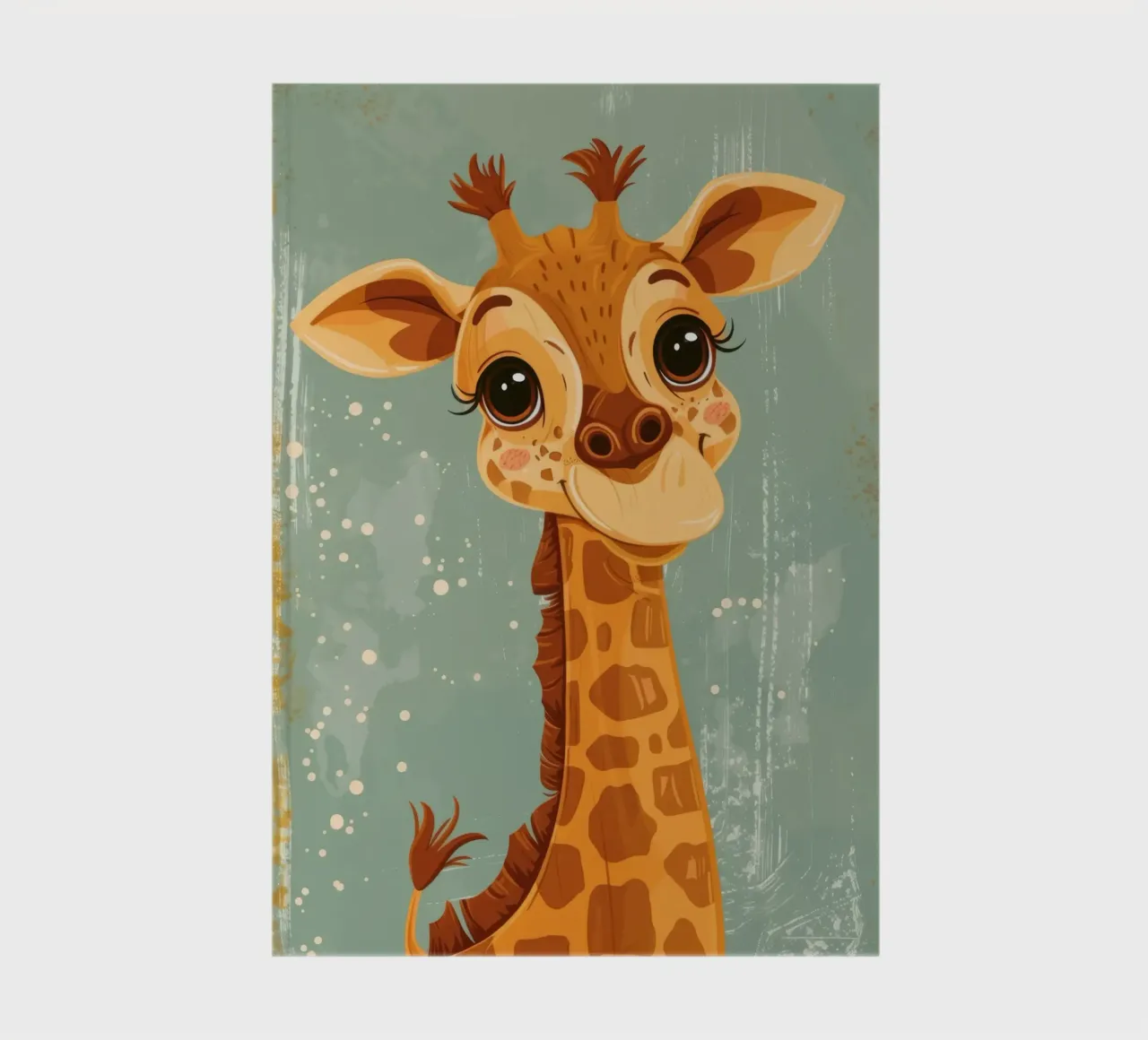 Friendly giraffe with large eyes smiles in a simple backdrop notebook by DesignDoodle