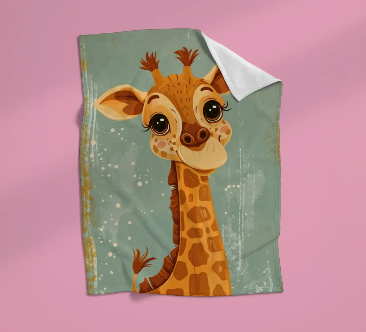 Un'amichevole giraffa con grandi occhi sorride in un semplice sfondo coperta in pile da DesignDoodle