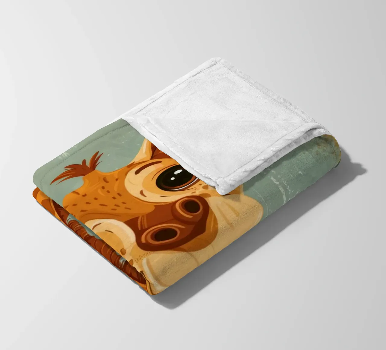 Un'amichevole giraffa con grandi occhi sorride in un semplice sfondo coperta in pile da DesignDoodle