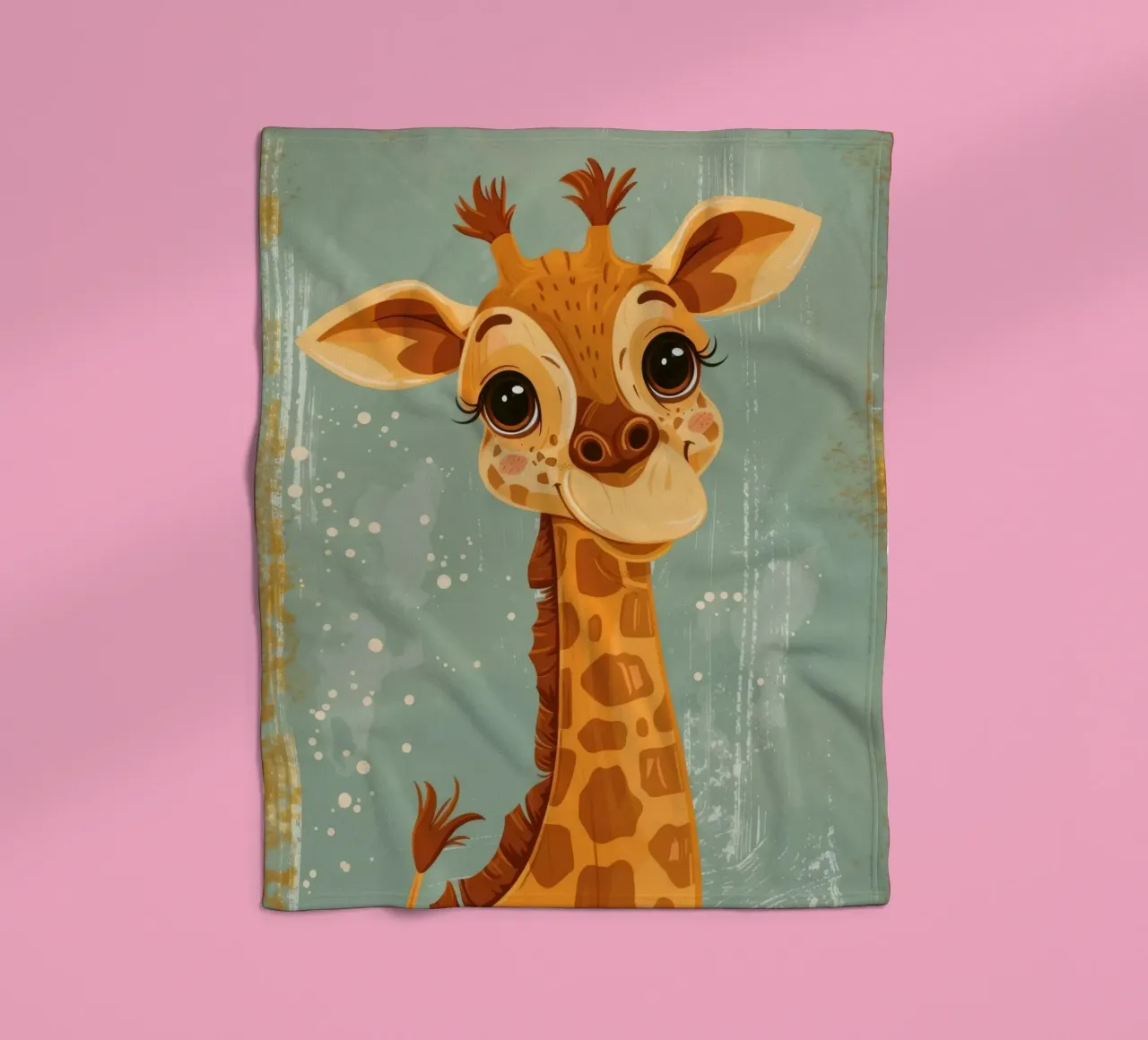 Un'amichevole giraffa con grandi occhi sorride in un semplice sfondo coperta in pile da DesignDoodle
