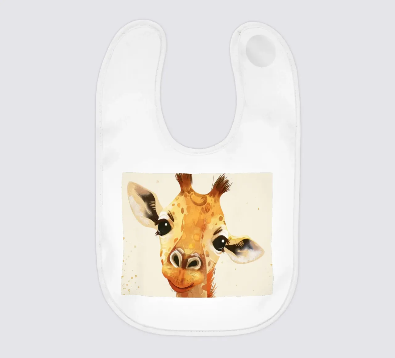 Ritratto di una giraffa sorridente con occhi grandi bavaglino da DesignDoodle