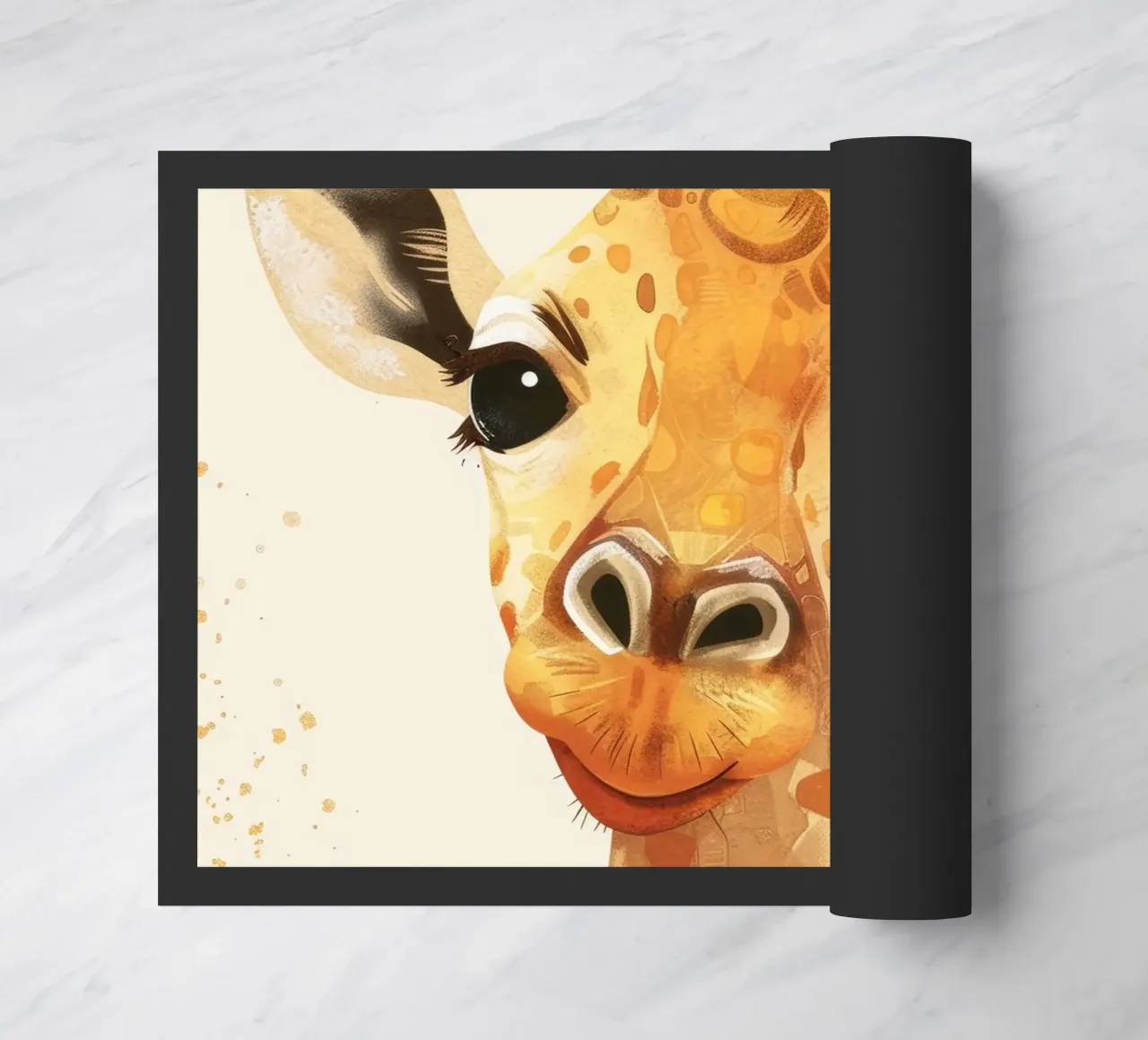 Ritratto di una giraffa sorridente con occhi grandi zerbino da DesignDoodle