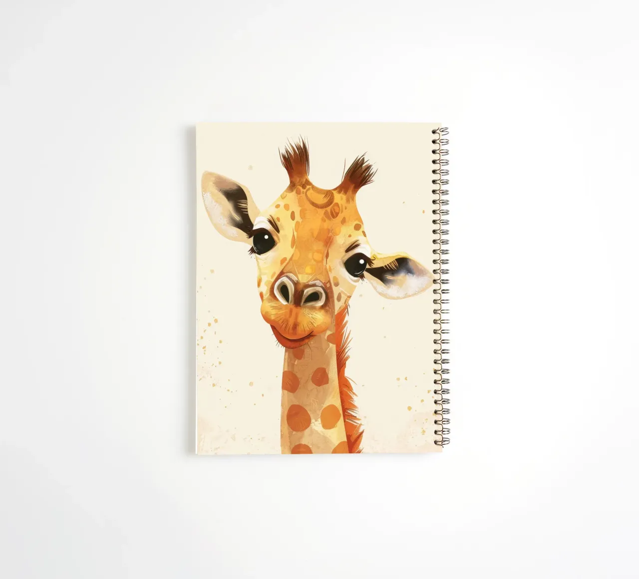 Portrait of a smiling giraffe with large eyes spiral notebook by DesignDoodle