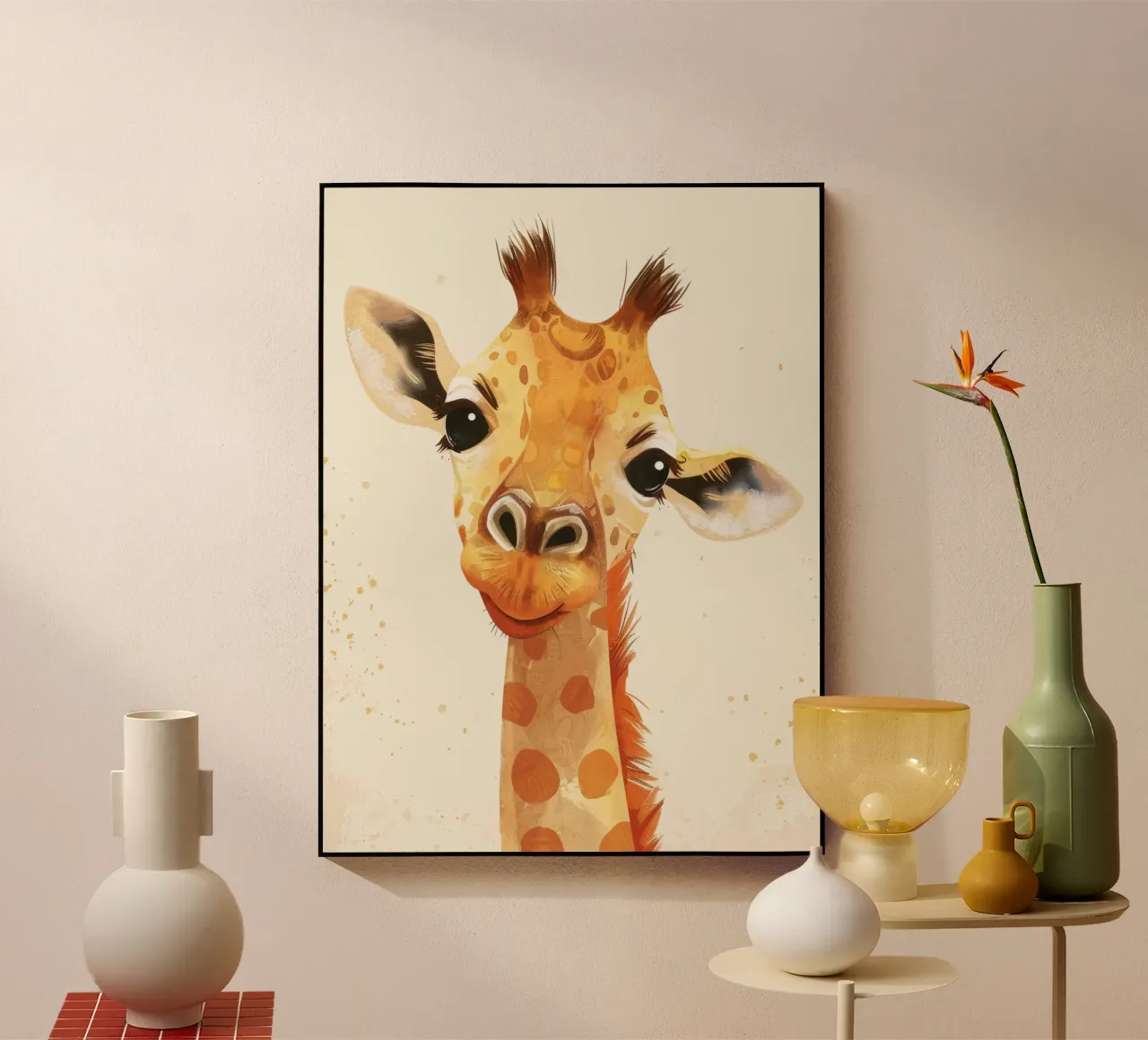 Ritratto di una giraffa sorridente con occhi grandi plexiglass da DesignDoodle