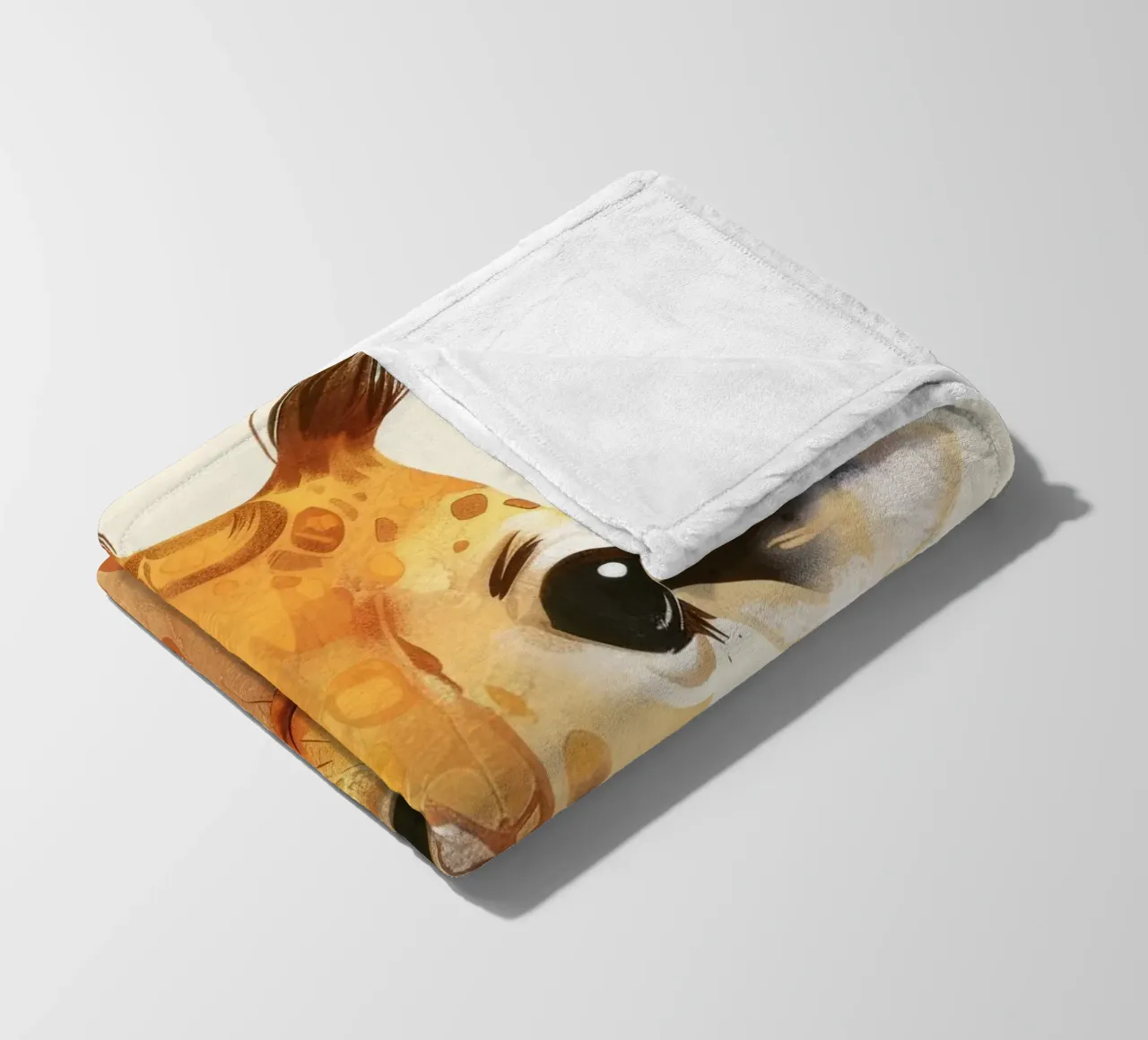 Portrait of a smiling giraffe with large eyes fleece blanket by DesignDoodle