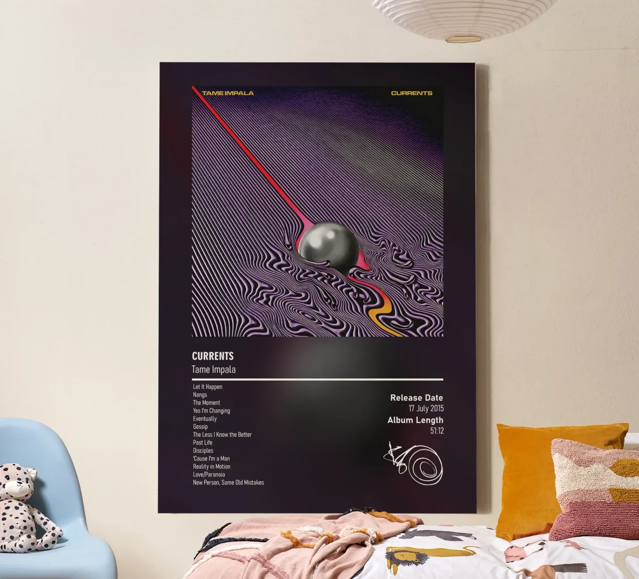 Currents By Tame Impala (Kevin Parker) tela con Cornice a cassetta da DGUnder