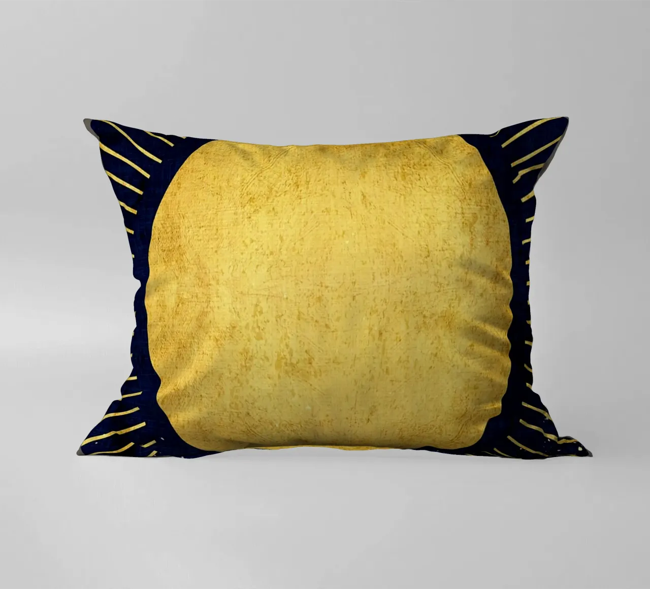 Golden sun decorative cushion by Adam Bican