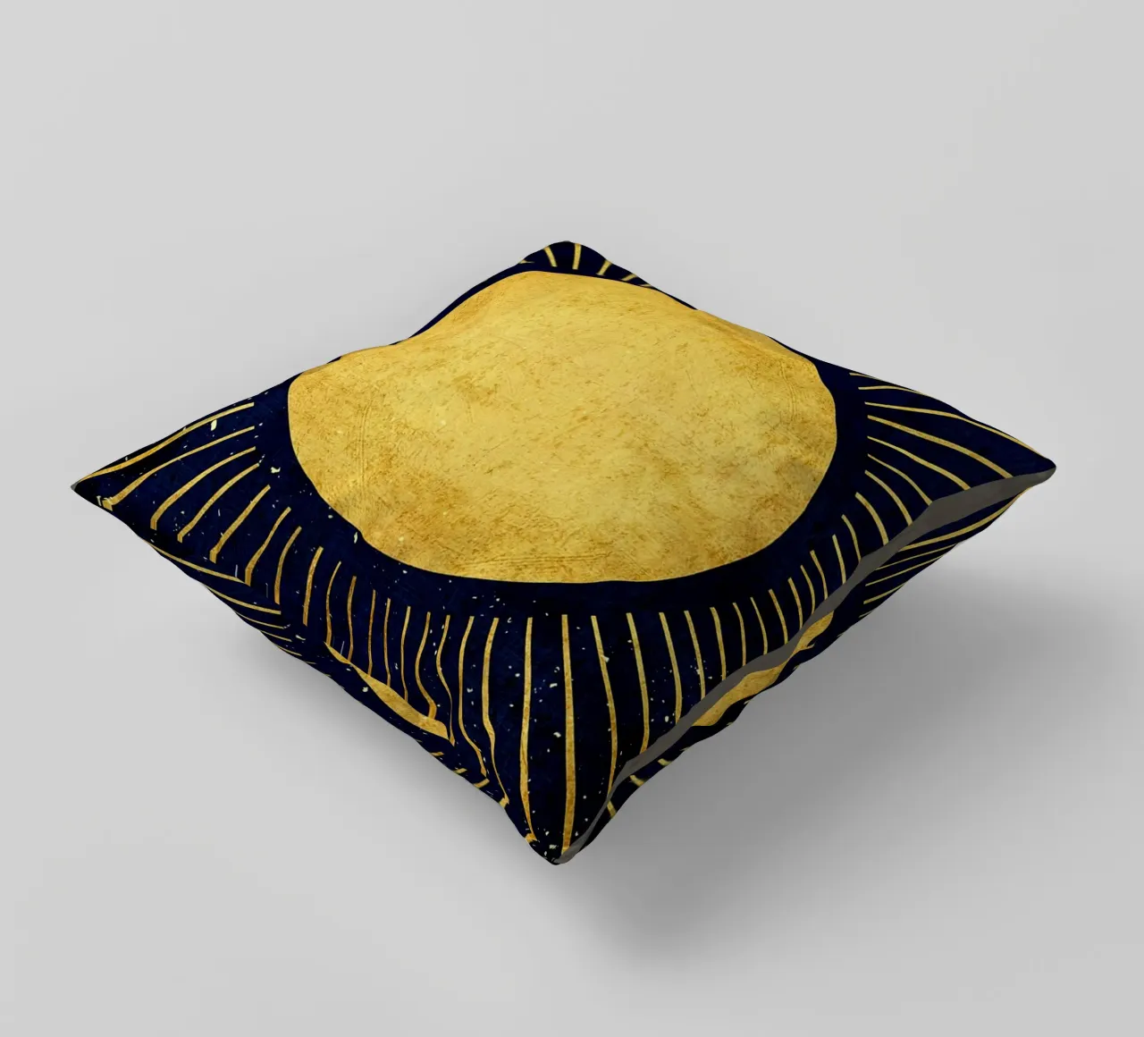 Golden sun decorative cushion by Adam Bican