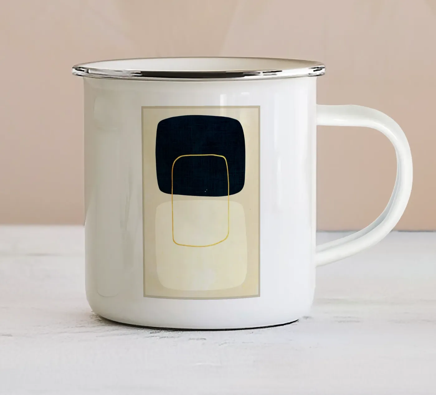 Expressive forms enamel mug by Adam Bican
