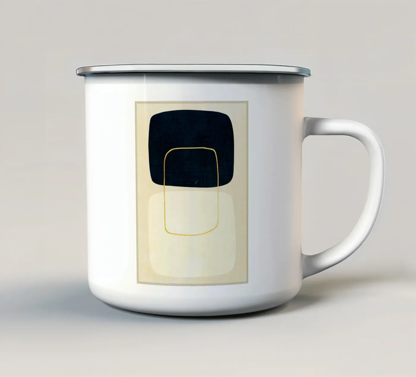 Expressive forms enamel mug by Adam Bican