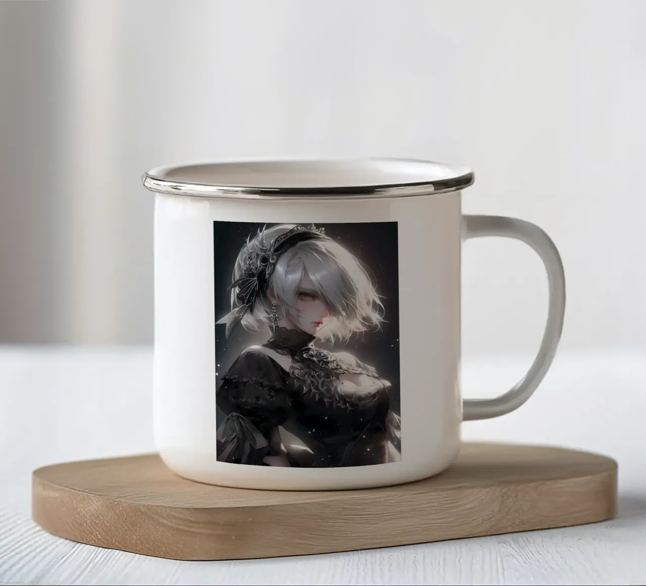 2B Nier Automata tazza in smalto da Fleur de Lys