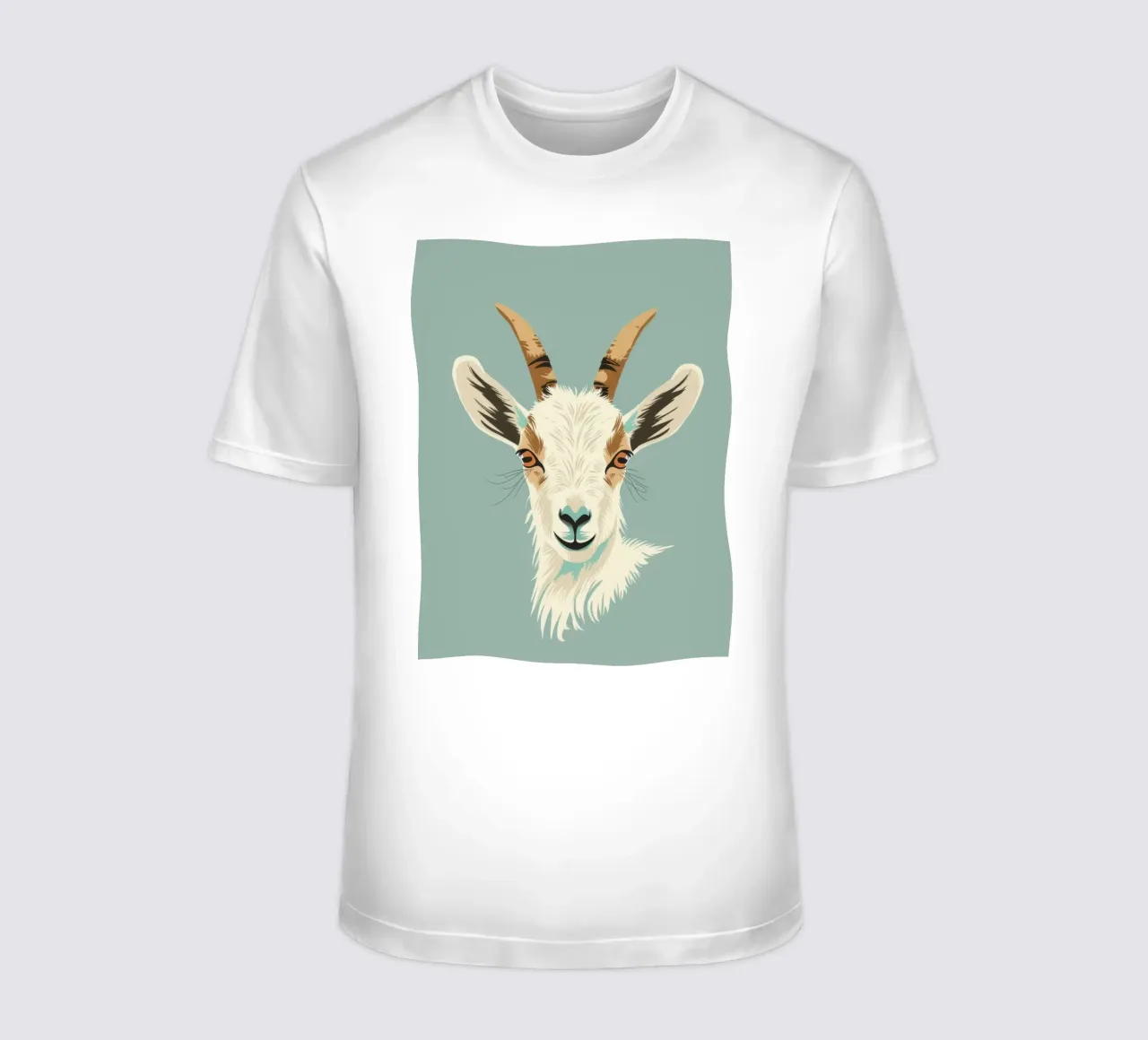 Testa di capra con caratteristiche distinte, sfondo muto t-shirt da DesignDoodle