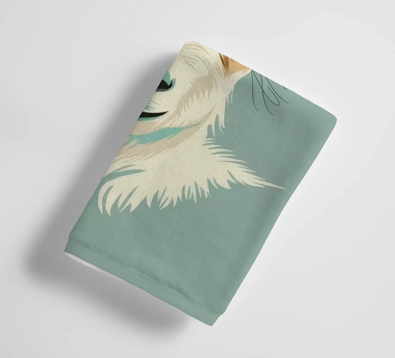 goat's head showcasing distinct features, muted background towel by DesignDoodle