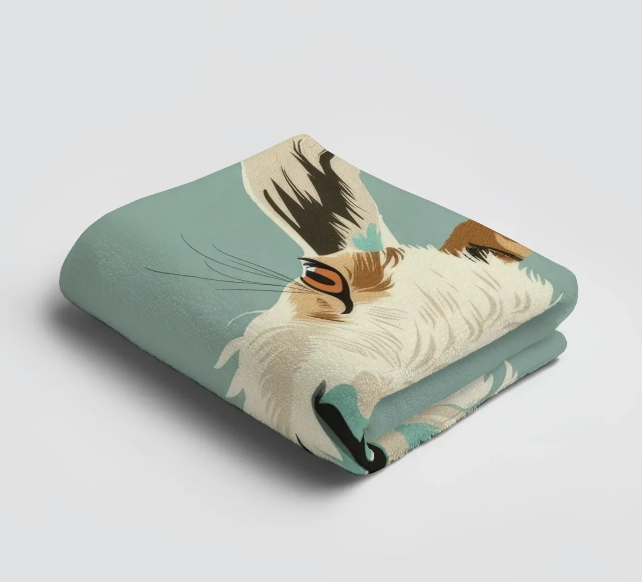 goat's head showcasing distinct features, muted background towel by DesignDoodle