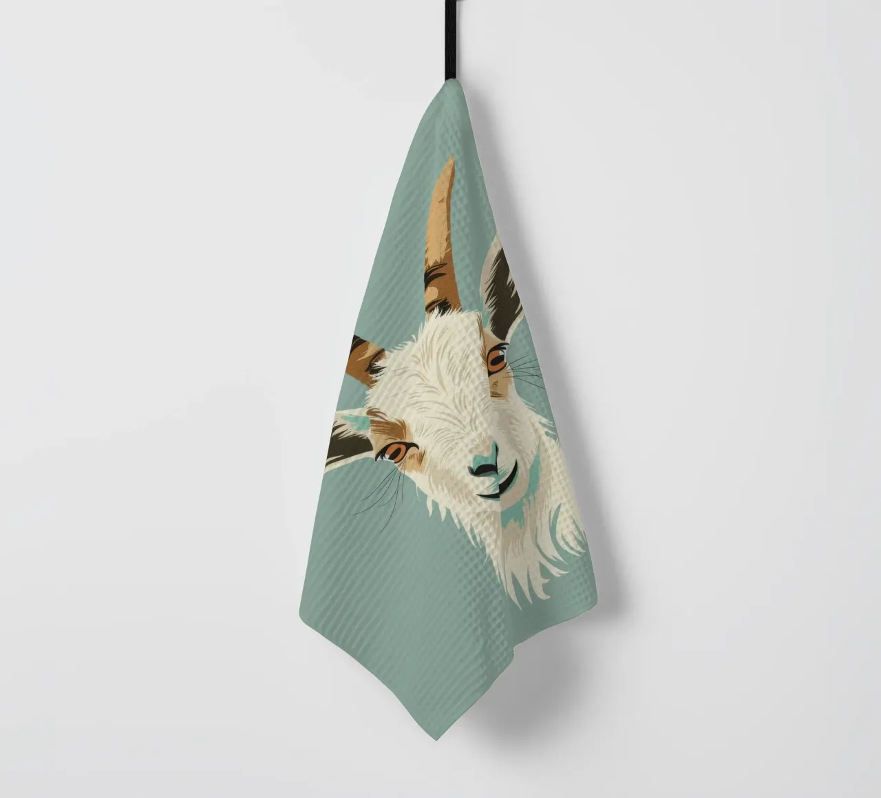 Testa di capra con caratteristiche distinte, sfondo muto canovaccio da cucina da DesignDoodle