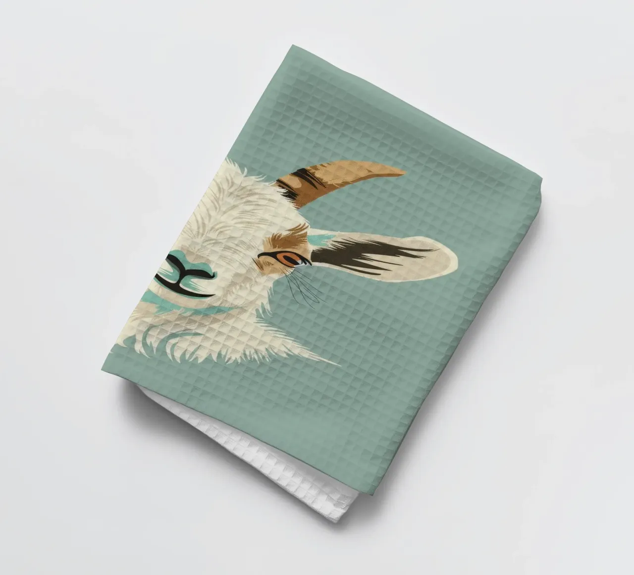 Testa di capra con caratteristiche distinte, sfondo muto canovaccio da cucina da DesignDoodle