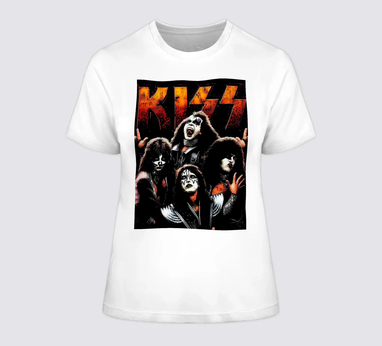 Kiss rock band 1 Art women's fitted t-shirt by music soul