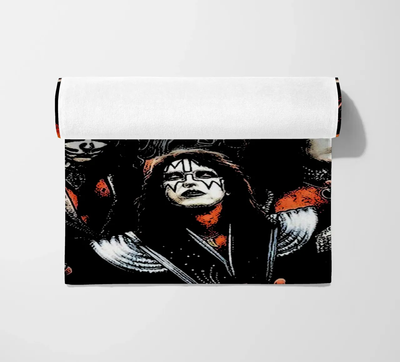 Kiss rock band 1 Art beach towel by music soul