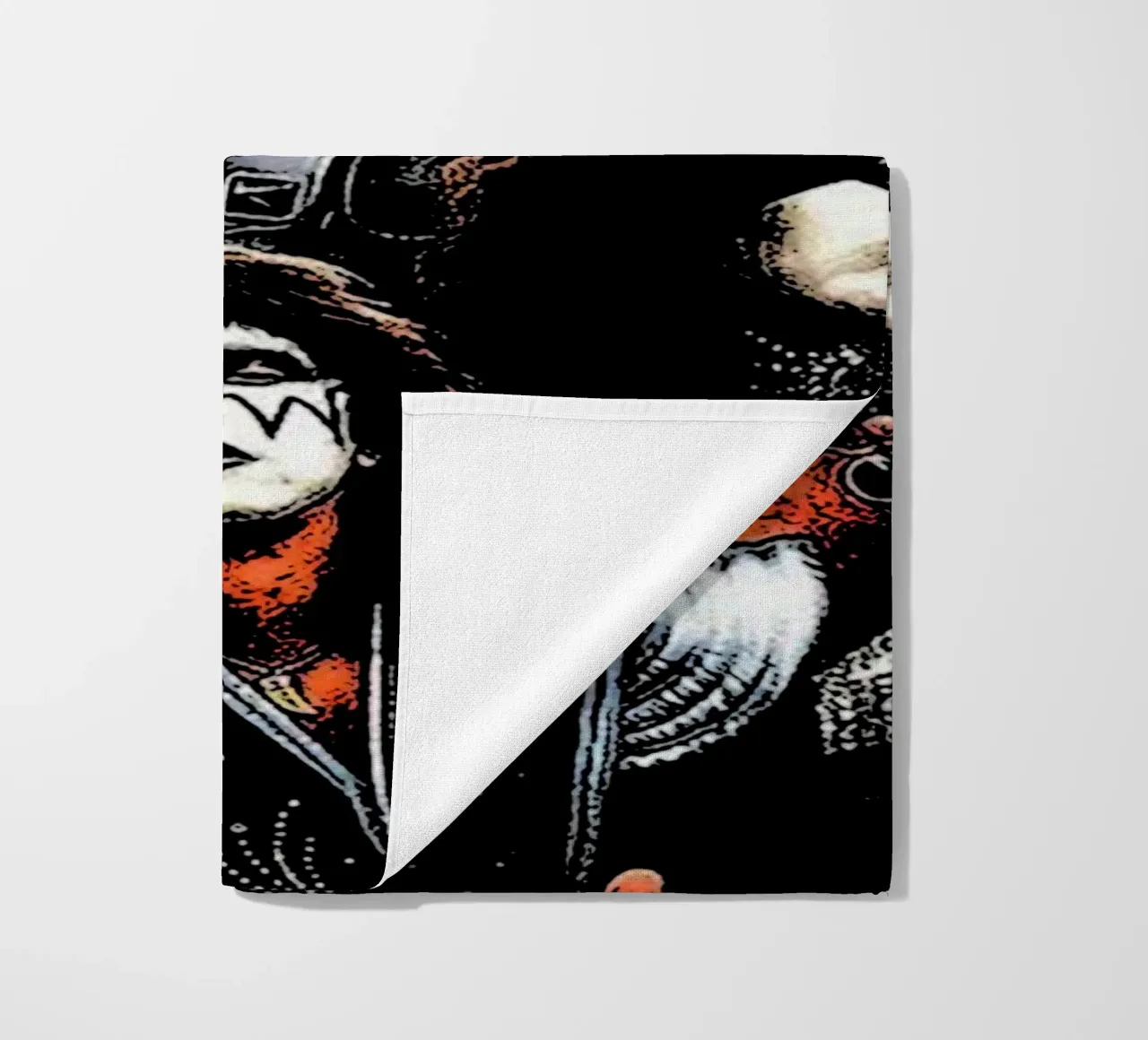 Kiss rock band 1 Art beach towel by music soul