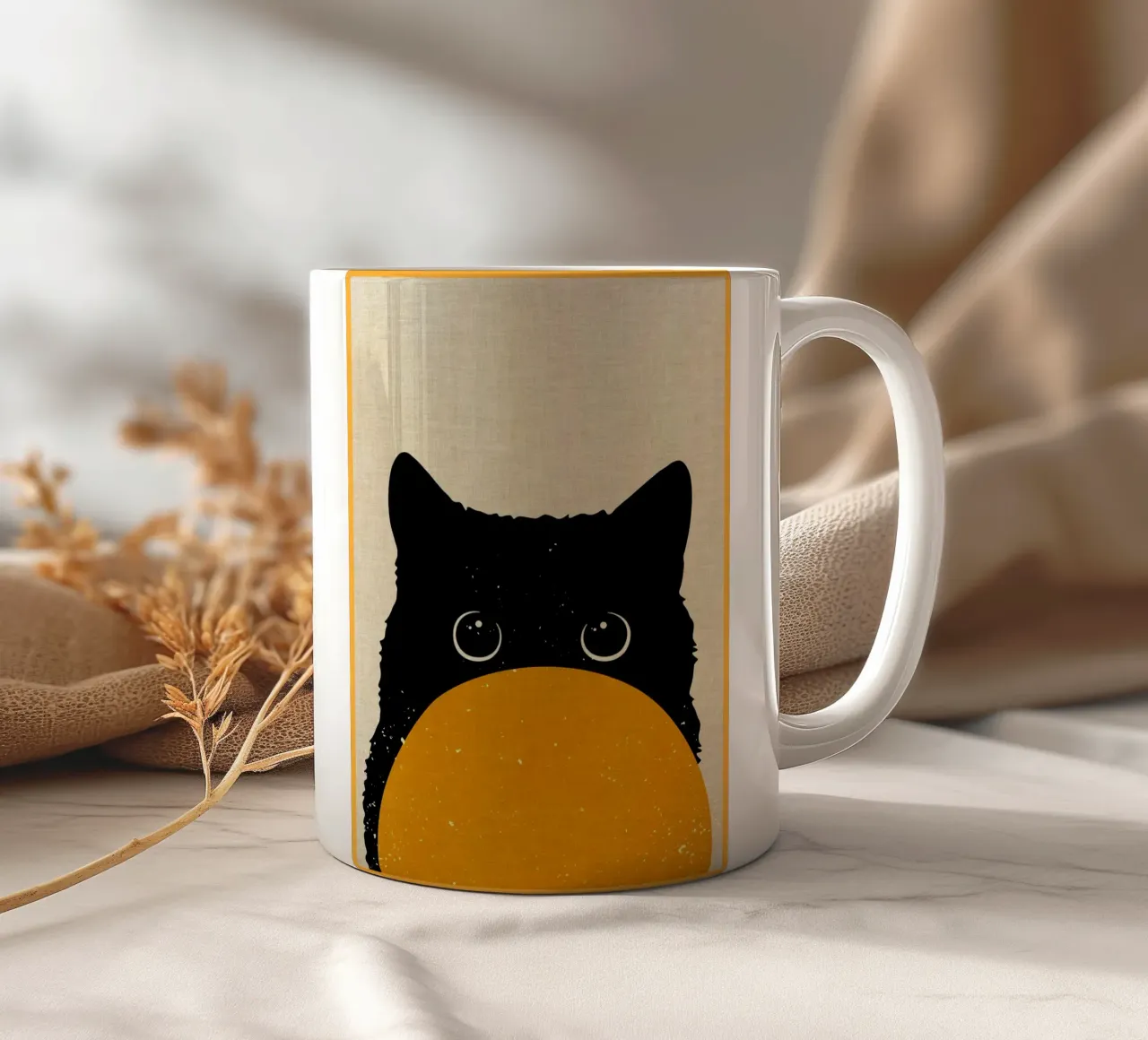 Gatto curioso tazza in ceramica da Adam Bican