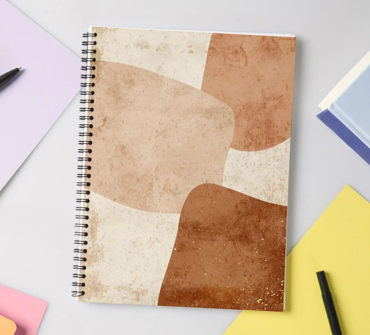 Abstract Shapes in Earthy Tones spiral notebook by Adam Bican