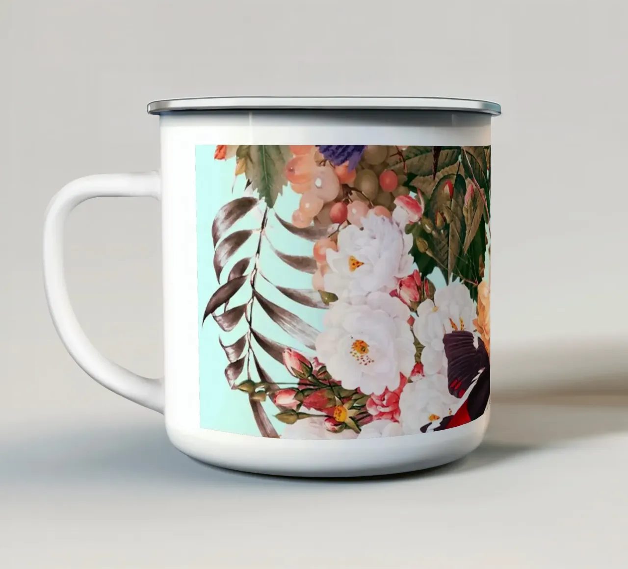 Floral and Birds XXXI tazza in smalto da burcukorkmazyurek