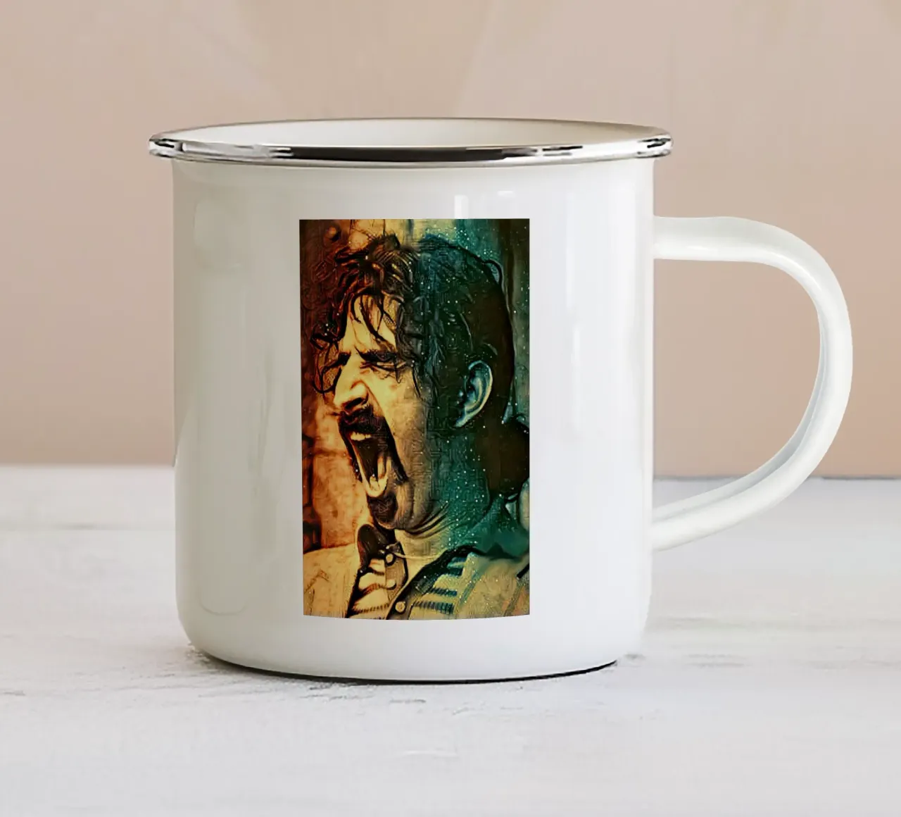 Frank Zappa tazza in smalto da Lembayung art