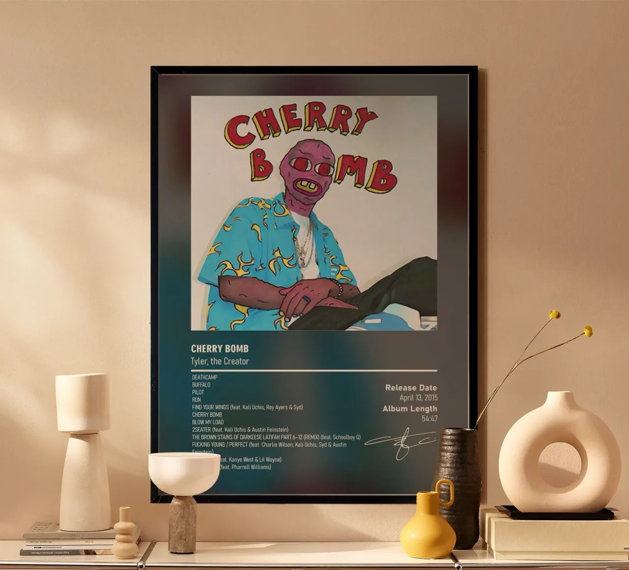 Cherry Bomb By Tyler, the Creator poster con telaio in alluminio da DGUnder