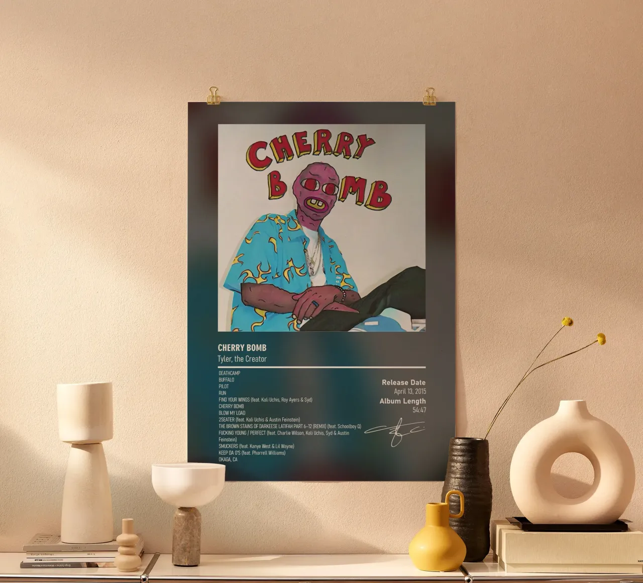 Cherry Bomb By Tyler, the Creator poster con telaio in alluminio da DGUnder