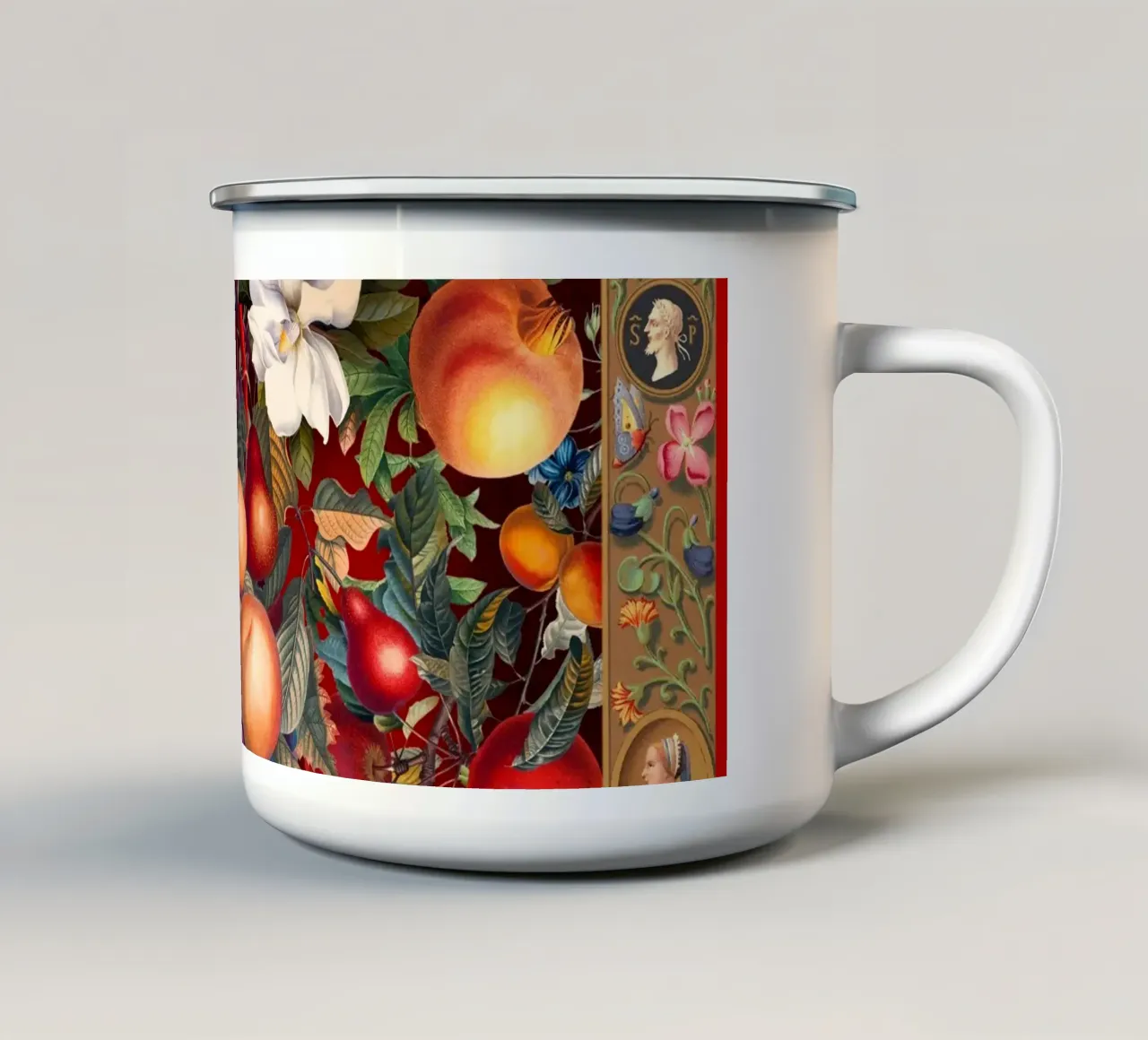 Vintage Fruit Pattern VII tazza in smalto da burcukorkmazyurek