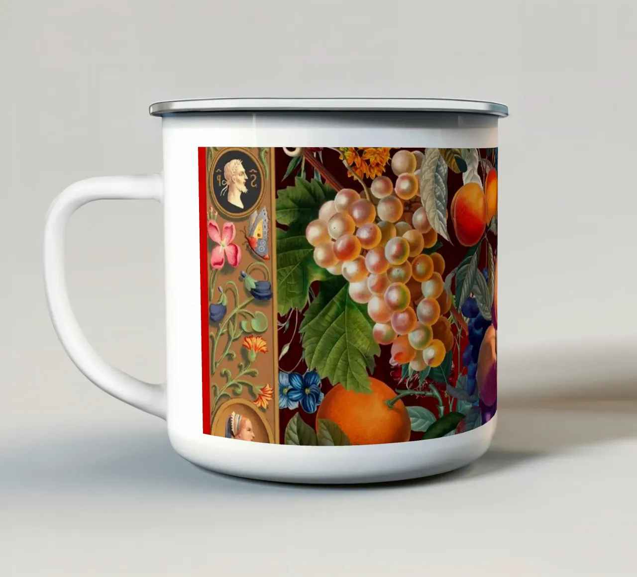 Vintage Fruit Pattern VII tazza in smalto da burcukorkmazyurek