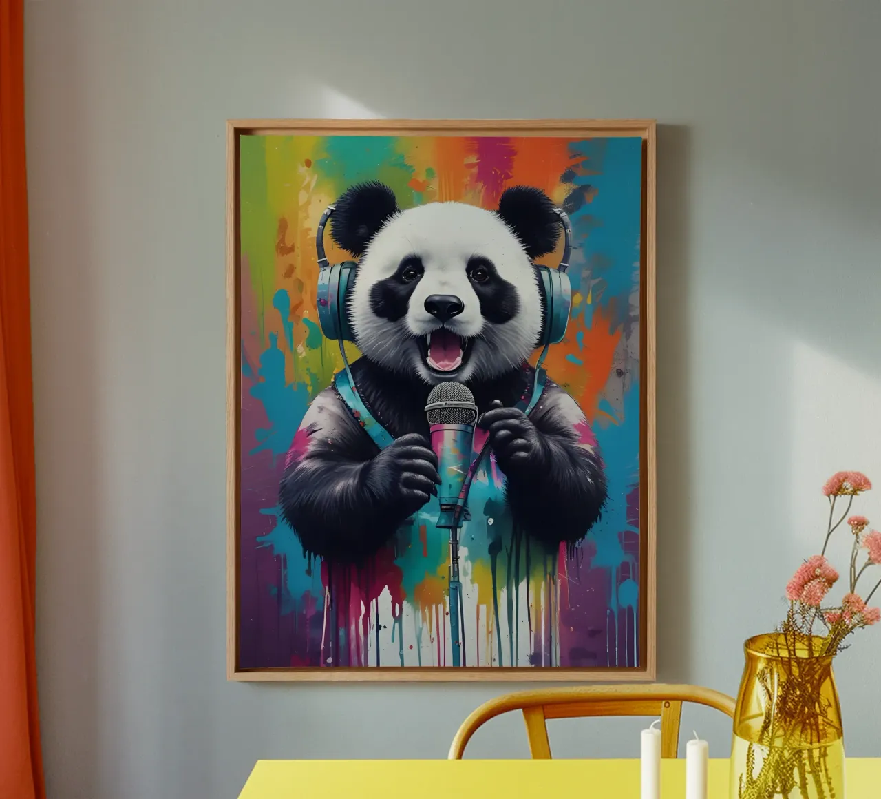 Panda stimmliche Liebe Leinwand mit Schattenfugenrahmen von MakArena