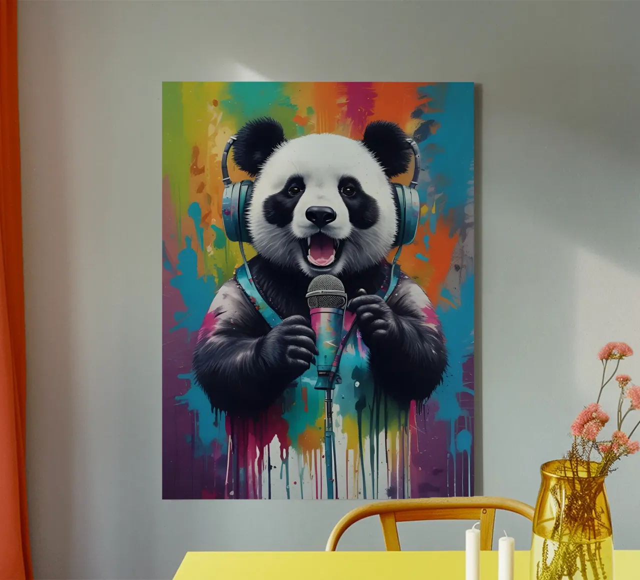 Panda stimmliche Liebe Leinwand mit Schattenfugenrahmen von MakArena