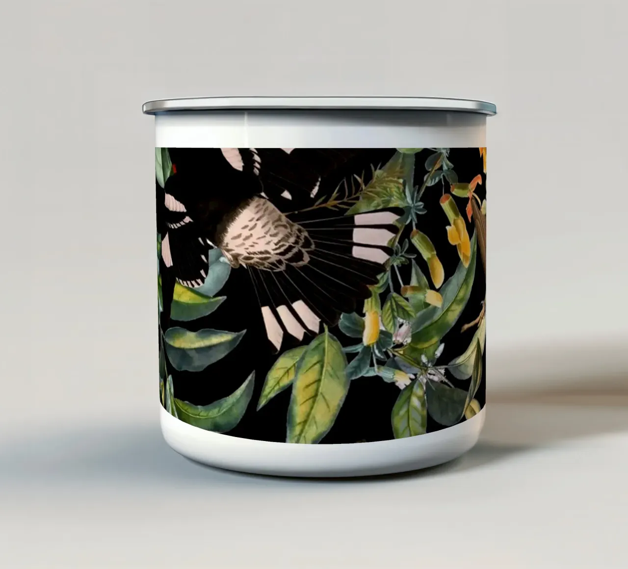 Floral and Birds XLIV tazza in smalto da burcukorkmazyurek