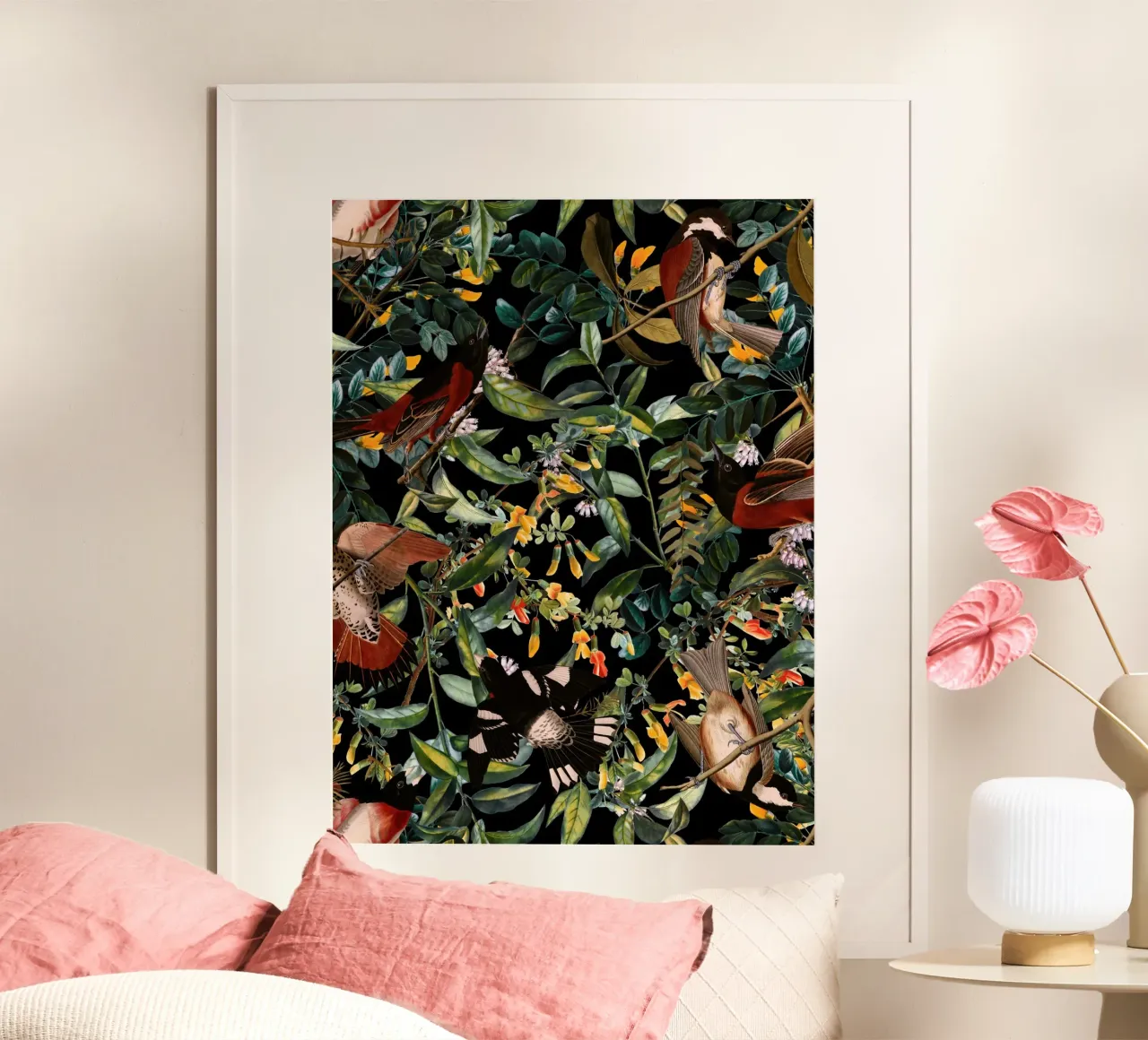 Floral and Birds XLIV poster con telaio in plastica da burcukorkmazyurek