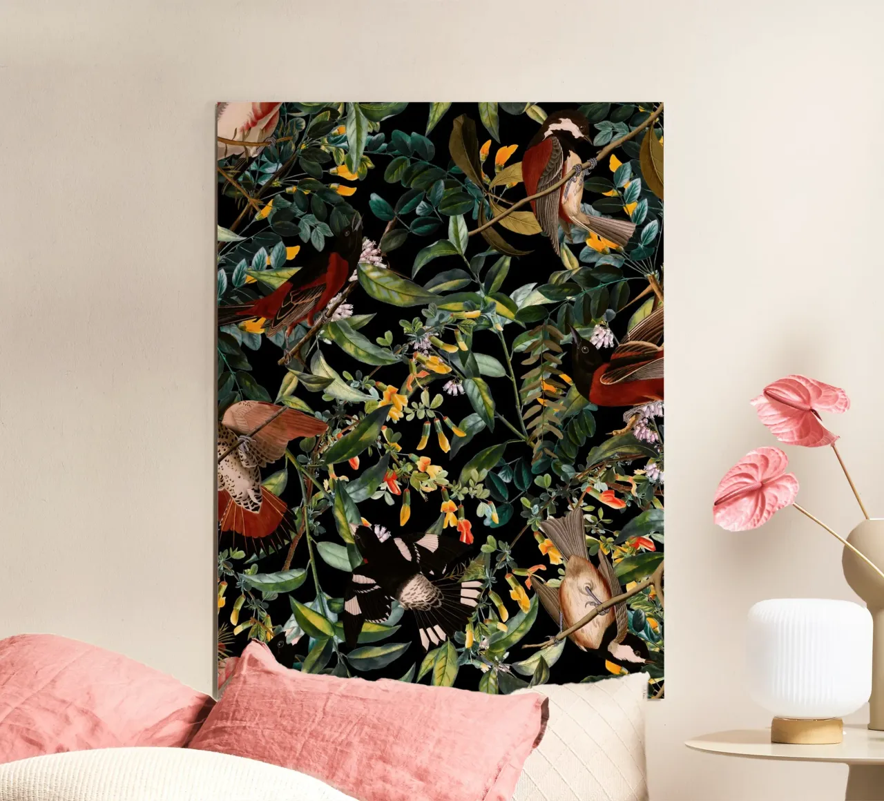 Floral and Birds XLIV poster con telaio in plastica da burcukorkmazyurek