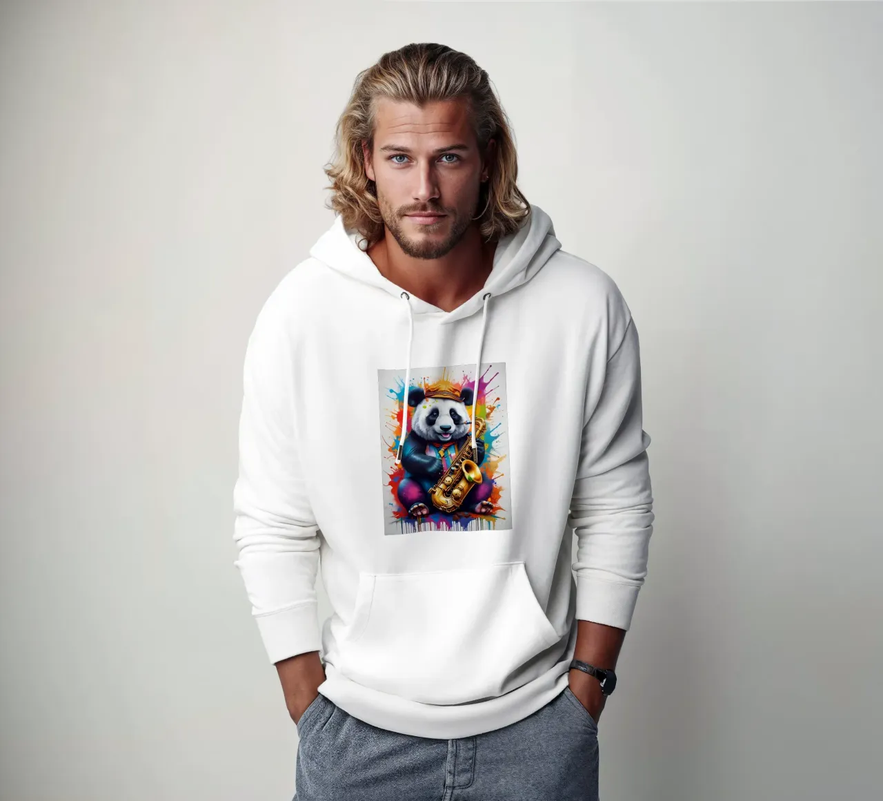 Musica per sassofono Panda felpa con cappuccio da MakArena