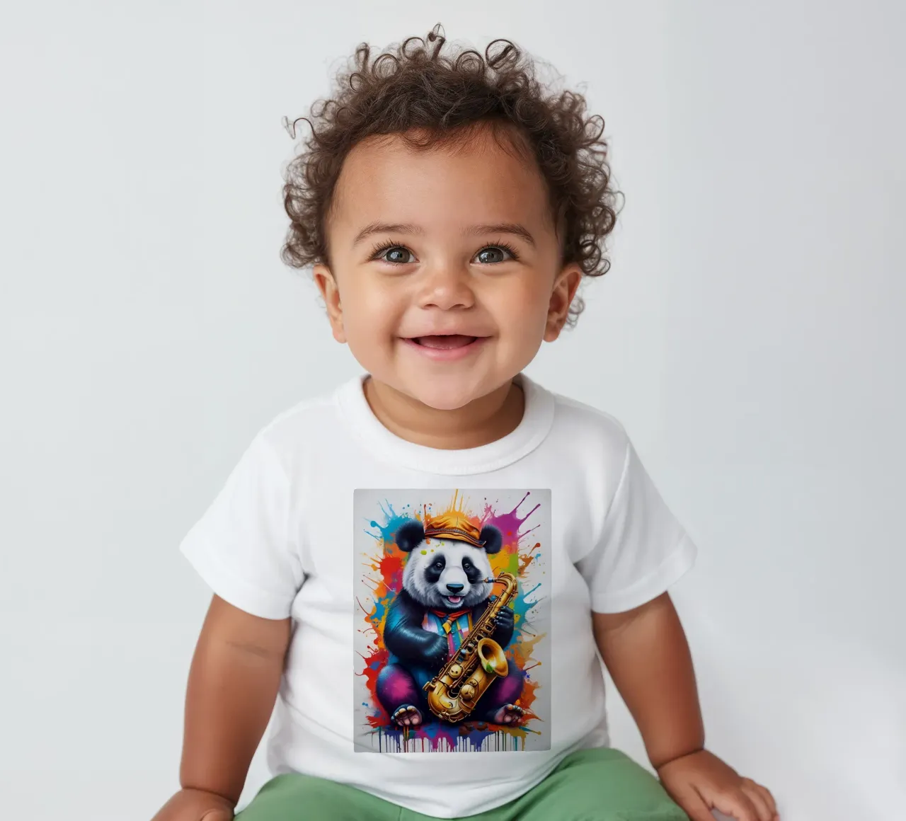 Panda saxophone music baby t-shirt by MakArena