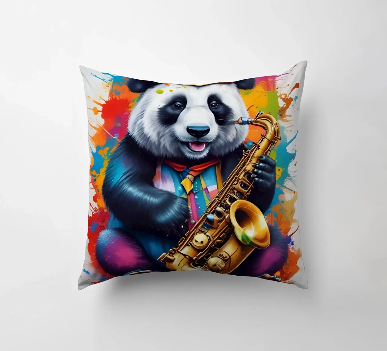 Panda saxophone music decorative cushion by MakArena
