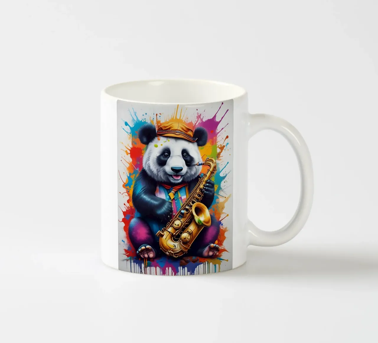 Panda saxophone music ceramic mug by MakArena