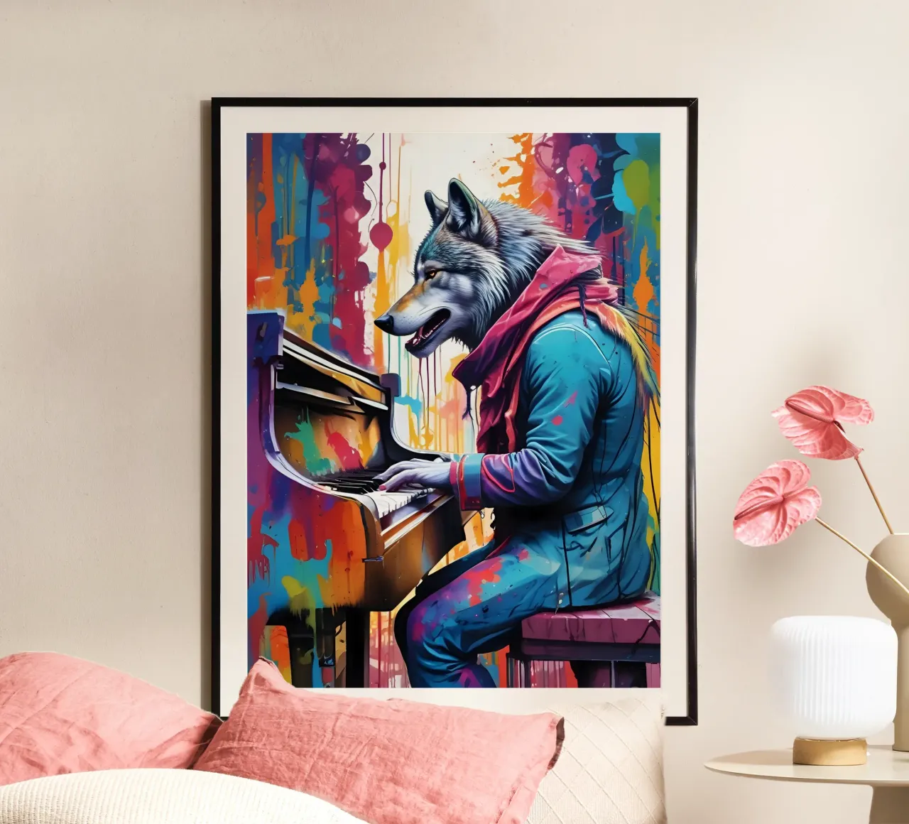 Lupo che suona il pianoforte poster da MakArena