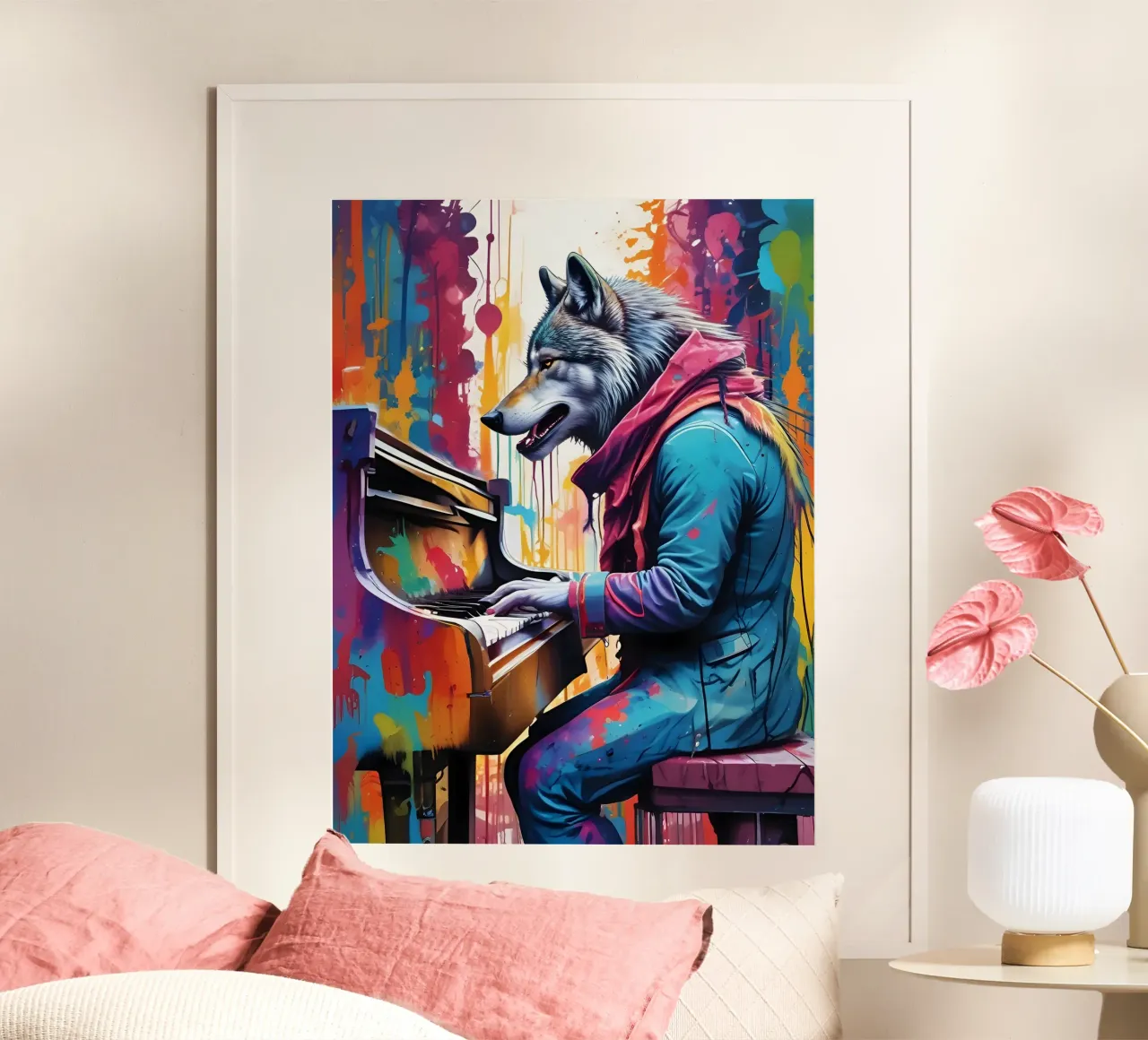 Lupo che suona il pianoforte poster da MakArena