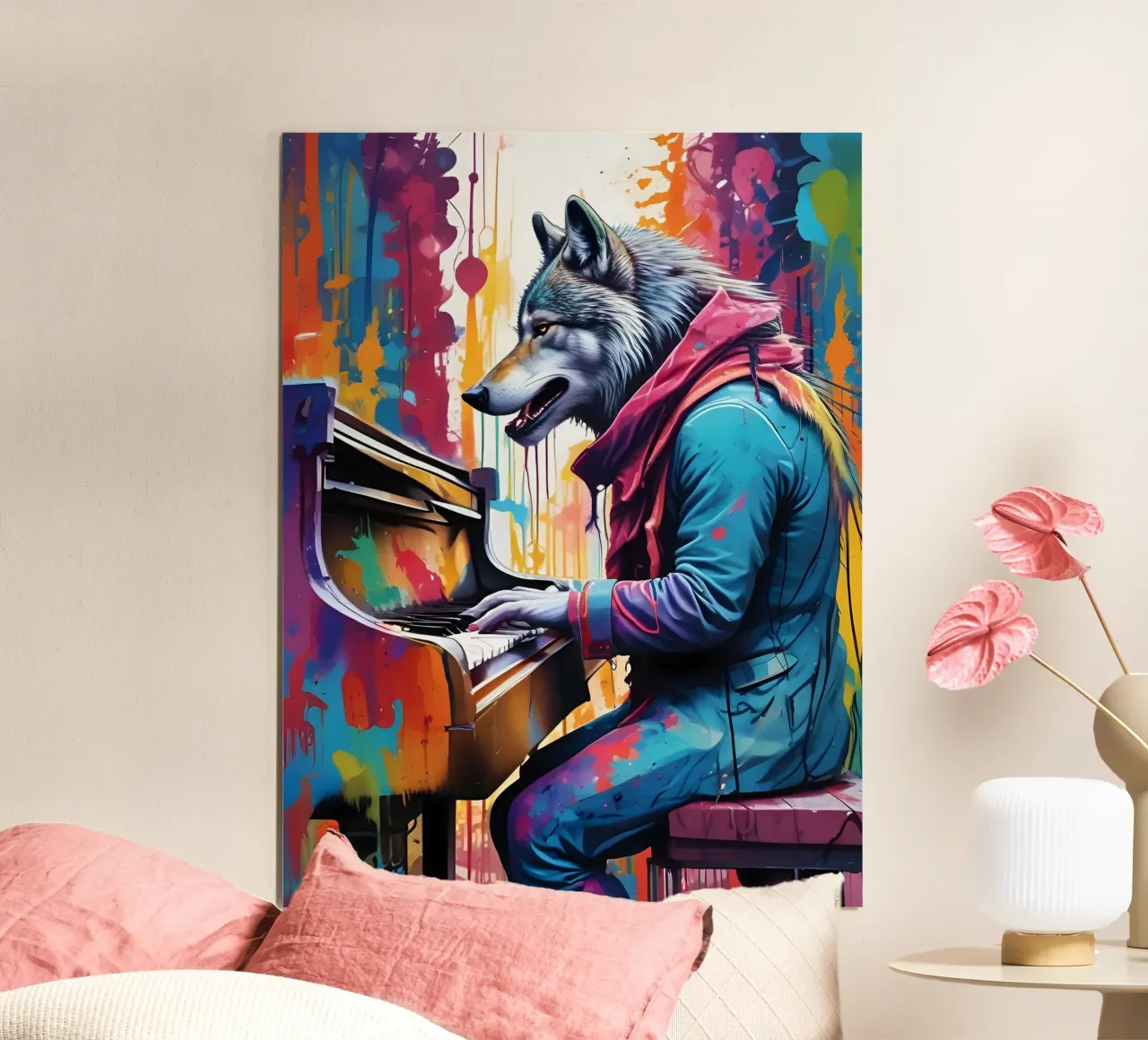 Lupo che suona il pianoforte poster da MakArena