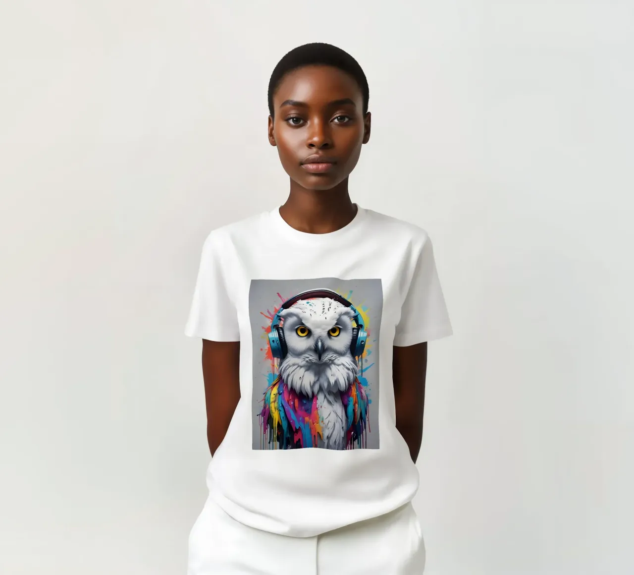Witte uil muziekkunst t-shirt van MakArena