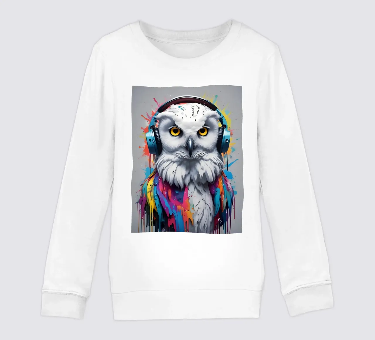 White owl music art kids sweatshirt by MakArena
