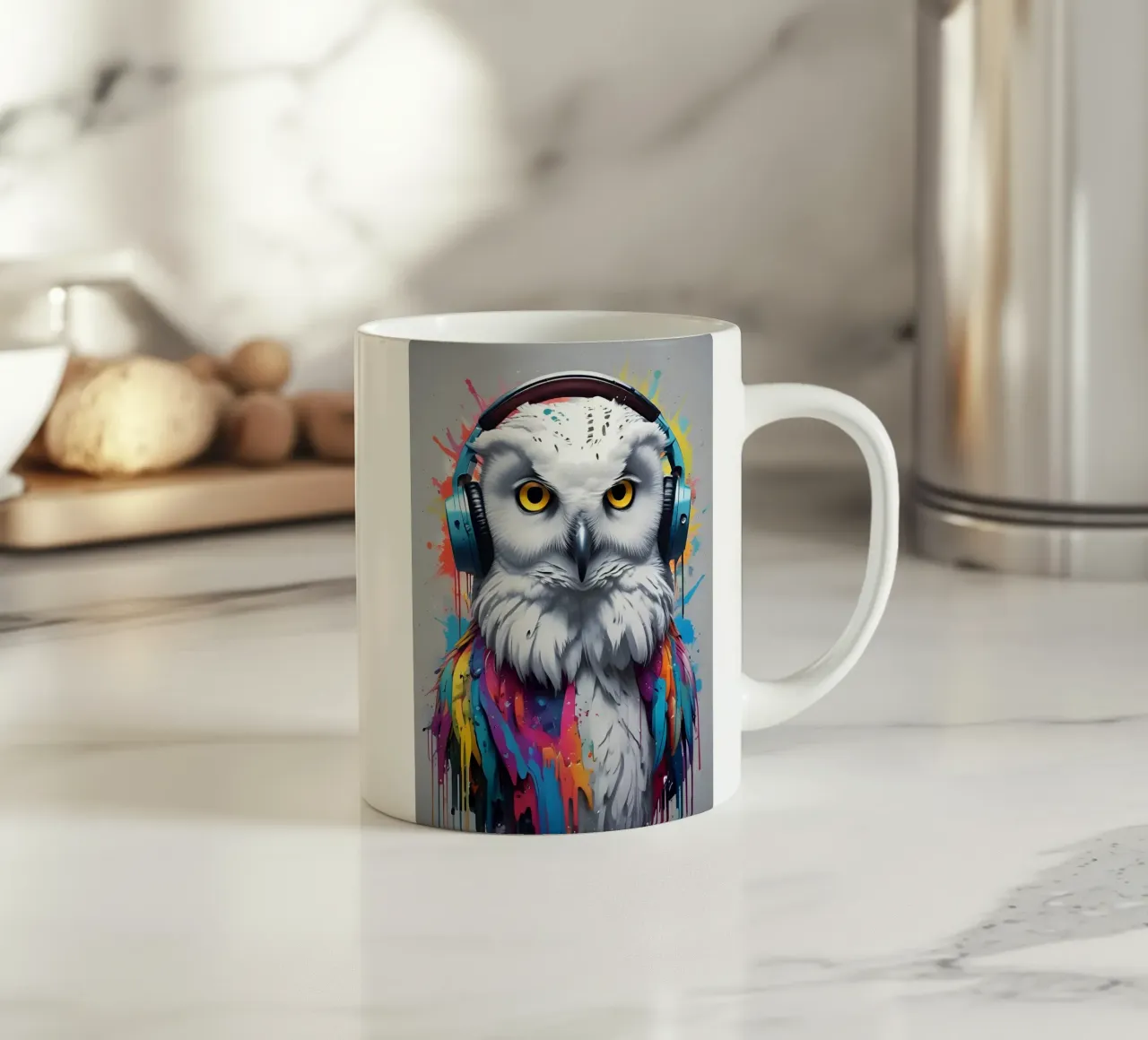 Gufo bianco music art tazza in ceramica da MakArena