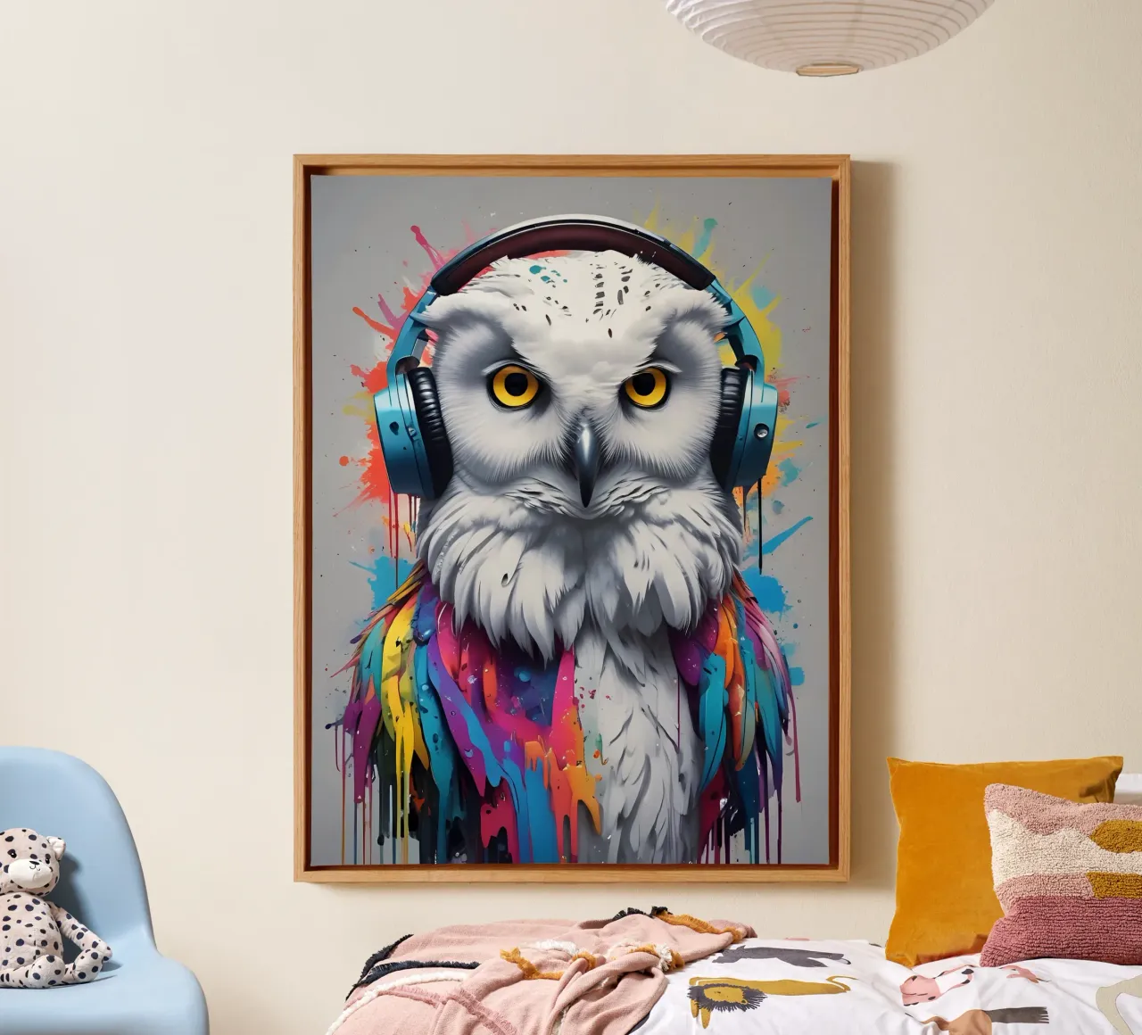 White owl music art canvas by MakArena
